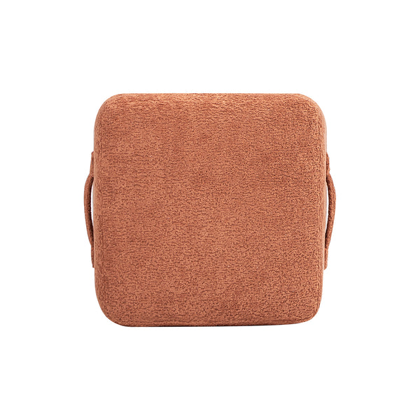 English Elm Jennifer Taylor Home - Oliver 16" Tapered Square Upholstered Ottoman - Compact Fleece Pouf, Modern Footrest & Seat (16") Orange B2719P269259