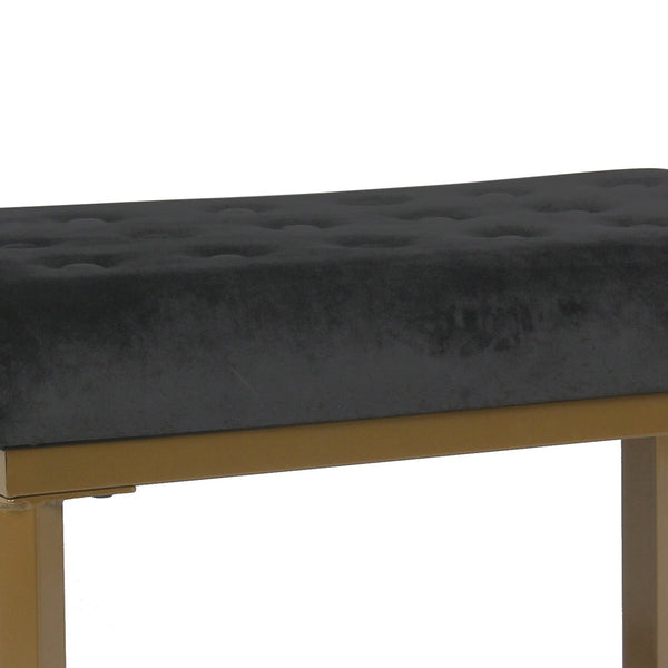 English Elm Metal X-base Velvet Tufted Ottoman Glam Gold Accent for Bedroom or Sitting Area B056P417122