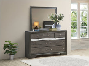 English Elm Madrid 6-Drawer Chest with Felt-Lined Full-Extension Drawers, Modern Laminate Wood Grain Finish Gray 43 L x 66 W x 20 H B078P285997