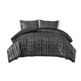 Intelligent Design Naomi Glam/Luxury Metallic Print Faux Fur Comforter Set ID10-2237 Black/Silver