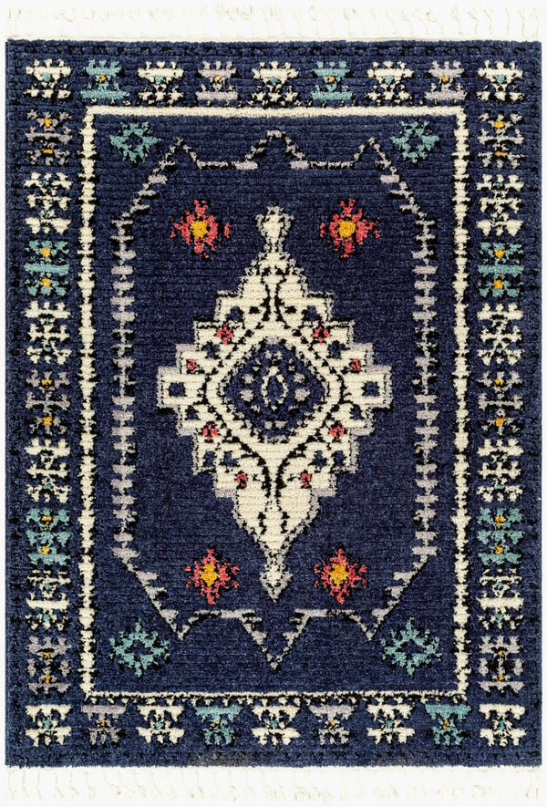 Livabliss Casablanca Shag Polyester Area Rug Moroccan Geometric Pattern with Fringe Accent CAG2302-9212