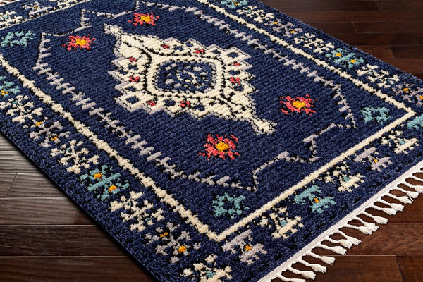Livabliss Casablanca Shag Polyester Area Rug Moroccan Geometric Pattern with Fringe Accent CAG2302-9212