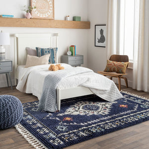 Livabliss Casablanca Shag Polyester Area Rug Moroccan Geometric Pattern with Fringe Accent CAG2302-9212