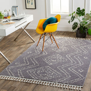 Livabliss Casablanca High Pile Shag Rug Bohemian Fringe Polyester Weave for Large Living Rooms CAG2314-9212