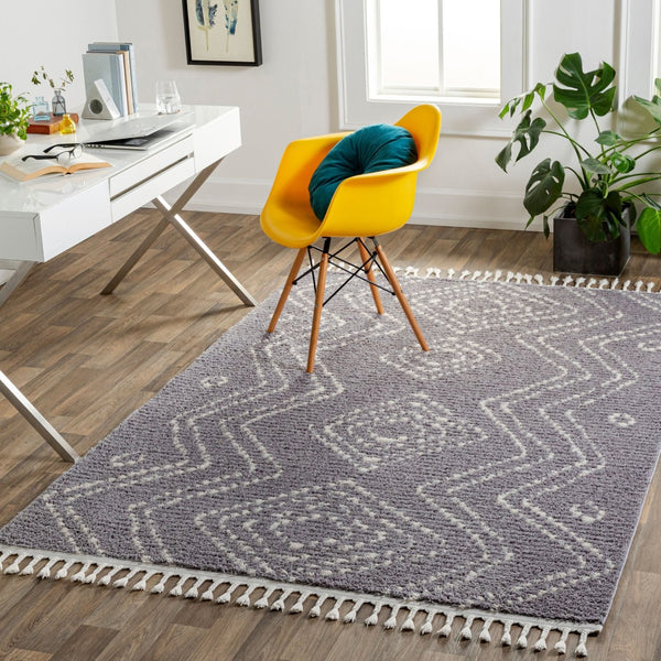 Livabliss Casablanca High Pile Shag Rug Bohemian Fringe Polyester Weave for Large Living Rooms CAG2314-9212