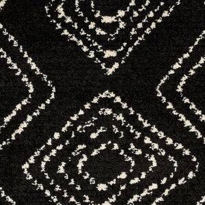 Livabliss Casablanca Shag Plush Polyester Area Rug Machine Woven in Turkey for Living Rooms Black, Ivory 5'3" x 7' CAG2315-537
