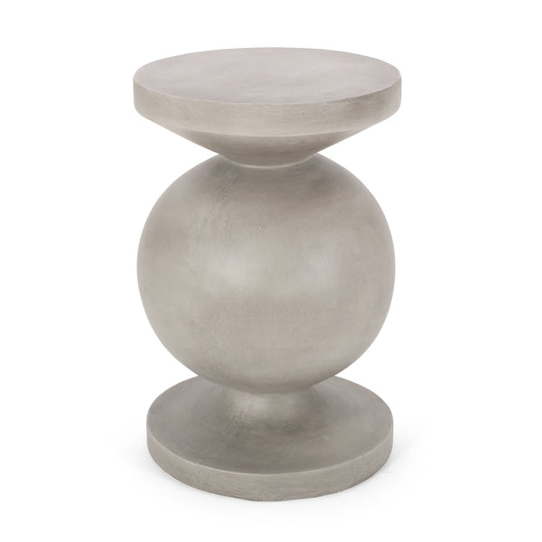 English Elm End Table Concrete Pedestal Accent Piece Modern Cylindrical Design for Indoor Outdoor Use 73458.00