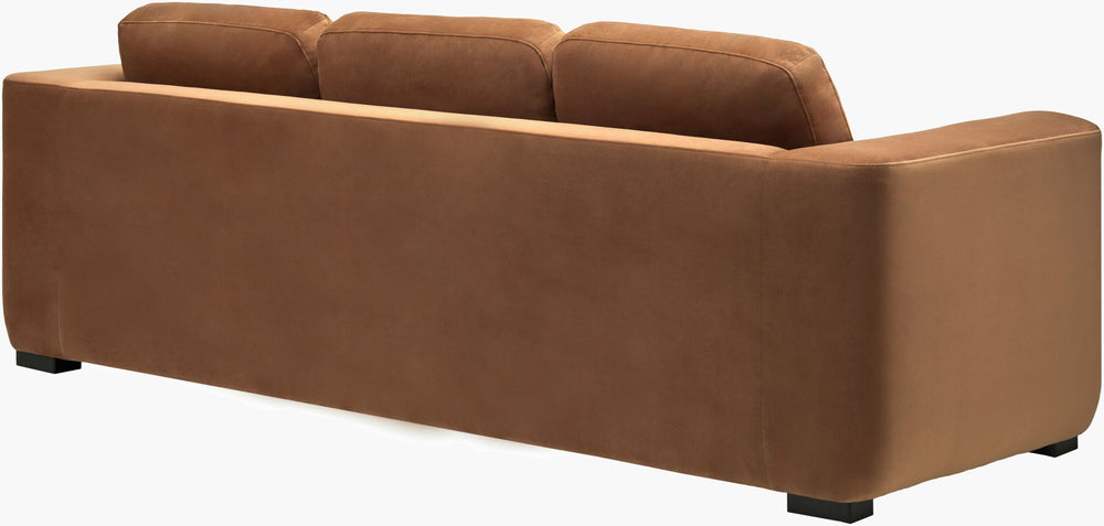 Surya Cahill Sofa - Luxurious 34"H X 94"W X 41"D Plush Upholstered Comfort With Easy Care - Transform Your Space! Upholstery, Camel,Base, Charcoal Polyester,Rubber Wood,Polyurethane Foam,Dacron Cahl001-349441