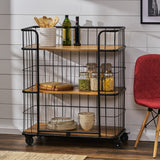 Christopher Knight Home® - Noble House - Colwill Modern Industrial Handcrafted Mango Wood Kitchen Cart with Wheels, Natural and Black