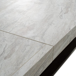 VIG Furniture Cairo Italian Extendable Dining Table — Matte Faux Marble Top & Pecan Elm Pedestal, Seats 10–14 VGACCAIRO-TBL
