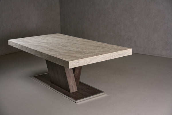 VIG Furniture Nova Domus Cairo - Italian Modern Faux Marble & Pecan Elm Extendable Dining Table VGACCAIRO-TBL