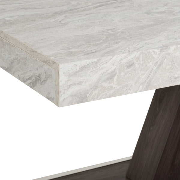 VIG Furniture Cairo Italian Extendable Dining Table — Matte Faux Marble Top & Pecan Elm Pedestal, Seats 10–14 VGACCAIRO-TBL