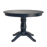 Homelegance By Top-Line Lorren Round Pedestal Base Dining Table Blue Rubberwood