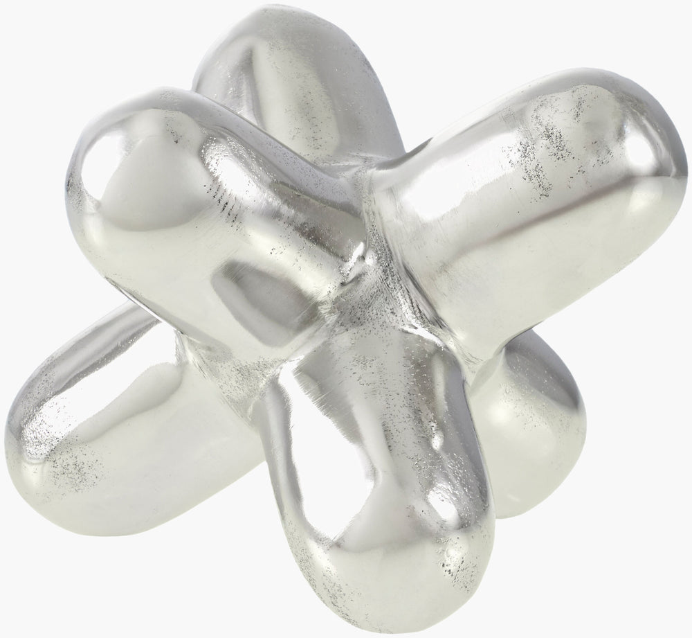 Surya Caitlin Minimalist Decorative Sculpture - Elegant Aluminum Accent For Modern Home Décor, 7" Size Metallic ,Silver Aluminum Cait001-777