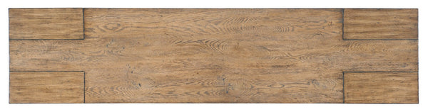 Hooker Furniture Commerce Mindi Wood Console Table With Chunky Block Legs, Distressed Handcrafted Rustic Charm 14.00 L x 60.00W x 32.25H 7228-85005-85