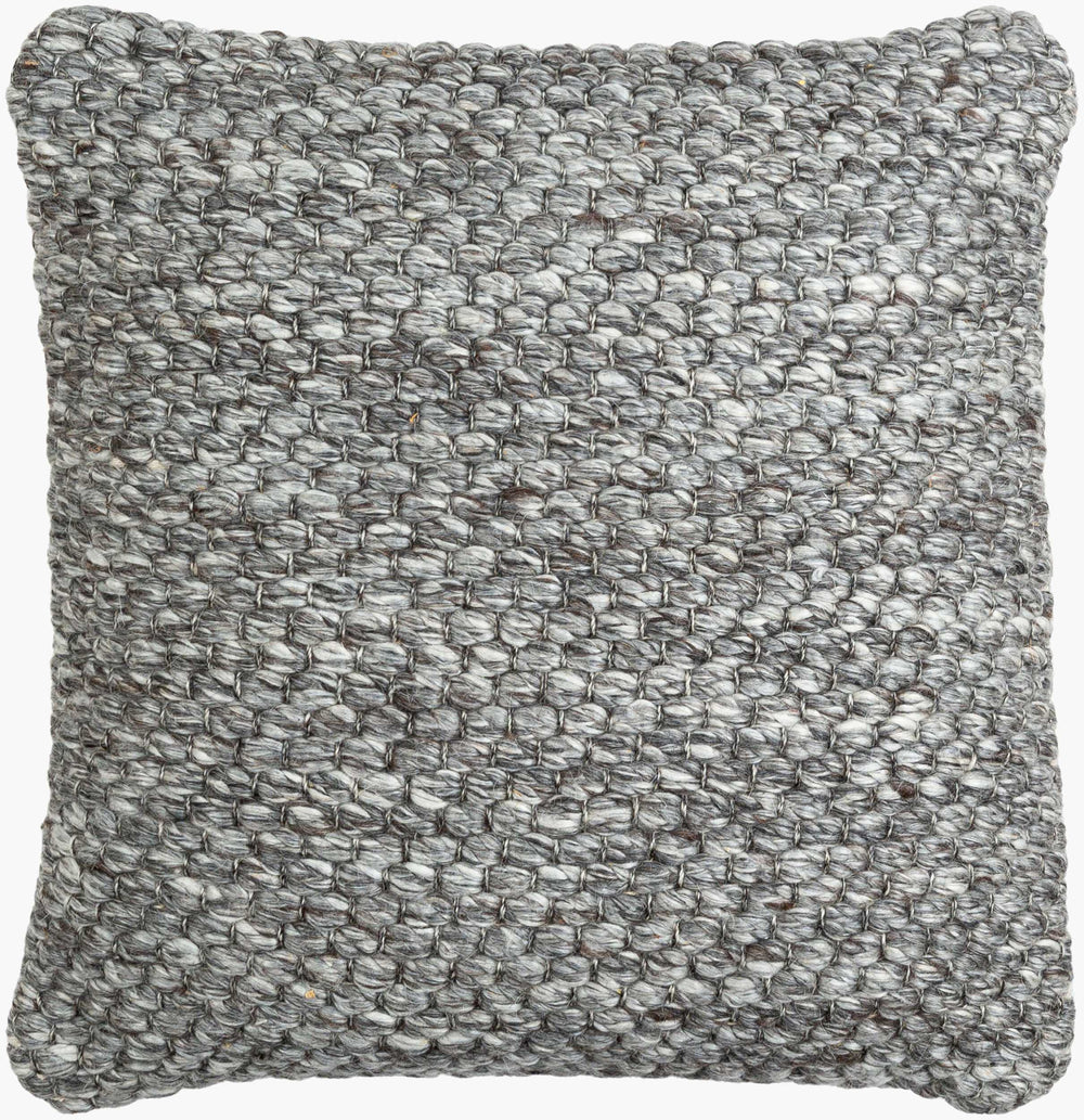 Surya Cuttack Cozy 18"L X 18"W Cottage-style Accent Pillow - Soft Wool & Cotton Blend, Charming Decor Charcoal Viscose,Wool,Cotton,Cotton Cak001-2222d