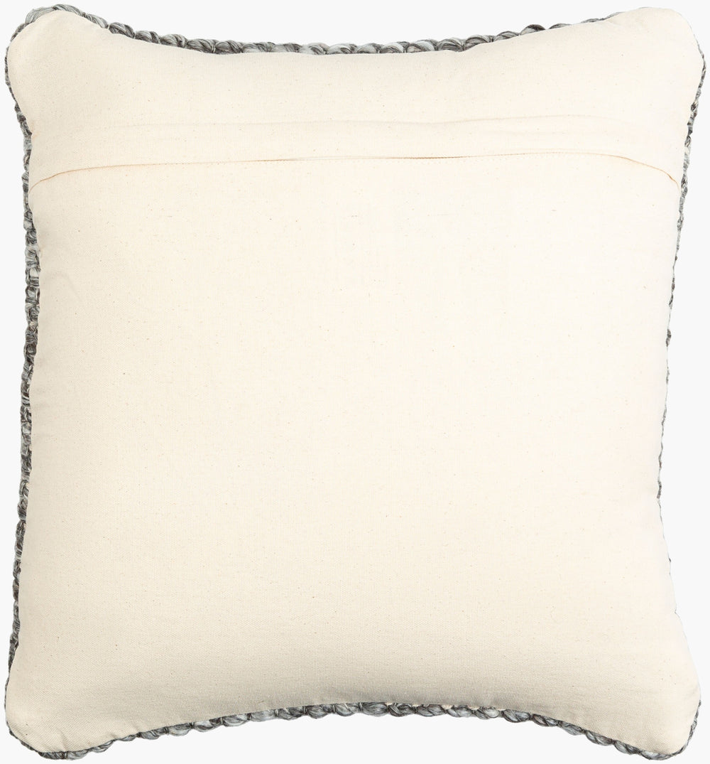 Surya Cuttack Cozy 18"L X 18"W Cottage-style Accent Pillow - Soft Wool & Cotton Blend, Charming Decor Charcoal Viscose,Wool,Cotton,Cotton Cak001-2222d