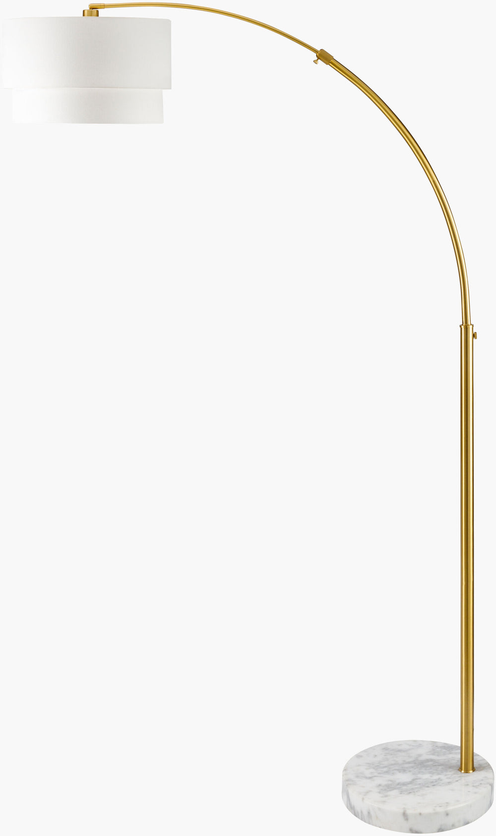 Surya Caldas Elegant 87"H Accent Floor Lamp With Stylish Linen Shade - Perfect For Home Decor & Illumination Body, Gold,Shade, White,Cord, Translucent Iron,Linen Cal-001