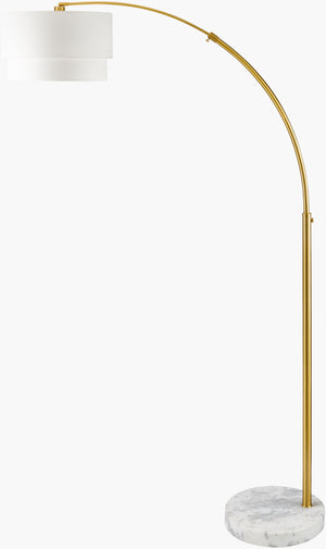 Surya Caldas Elegant 87"H Accent Floor Lamp With Stylish Linen Shade - Perfect For Home Decor & Illumination Body, Gold,Shade, White,Cord, Translucent Iron,Linen Cal-001