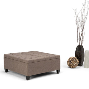 English Elm Harrison Multi-Functional Coffee Table Storage Ottoman - Fawn Brown With Stylish Tufted Upholstery B136P159138