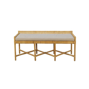Caldera Handwoven Rattan Bench with Foam Cushion for Coastal Bohemian Interiors