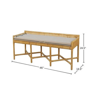 Caldera Handwoven Rattan Bench with Foam Cushion for Coastal Bohemian Interiors