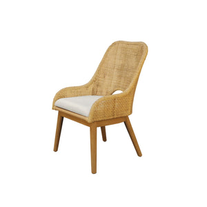 Caldera Handwoven Rattan Dining Side Chairs Set of 2 for Coastal Boho Home Decor