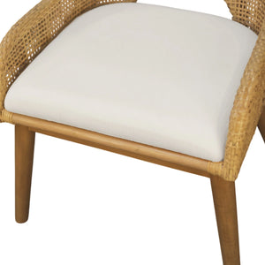 Caldera Handwoven Rattan Dining Side Chairs Set of 2 for Coastal Boho Home Decor