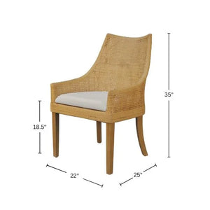 Caldera Handwoven Rattan Dining Side Chairs Set of 2 for Coastal Boho Home Decor