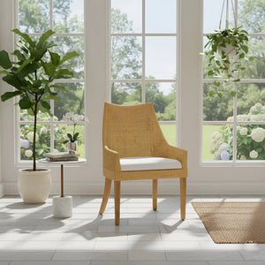 Caldera Handwoven Rattan Dining Side Chairs Set of 2 for Coastal Boho Home Decor