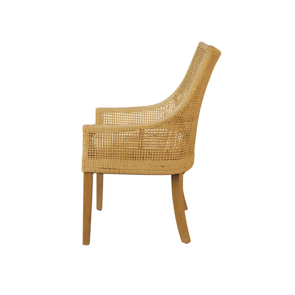Caldera Handwoven Rattan Dining Side Chairs Set of 2 for Coastal Boho Home Decor