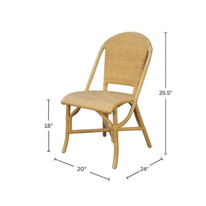 Caldera Handwoven Rattan Dining Side Chairs Set of 2 for Coastal Boho Home Decor