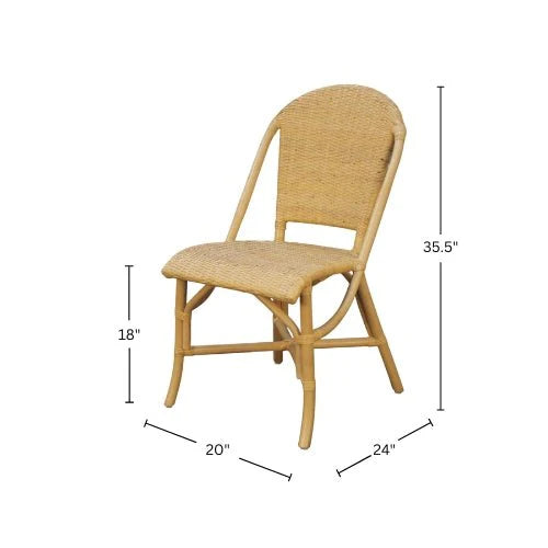 Caldera Handwoven Rattan Dining Side Chairs Set of 2 for Coastal Boho Home Decor