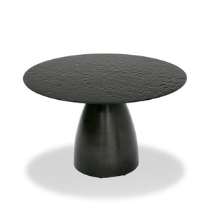 VIG Furniture Calexico Round Dining Table With Black Wave Tempered Glass Top And Brushed Black Aluminum Base — Seats 4 VGGMDT-1717