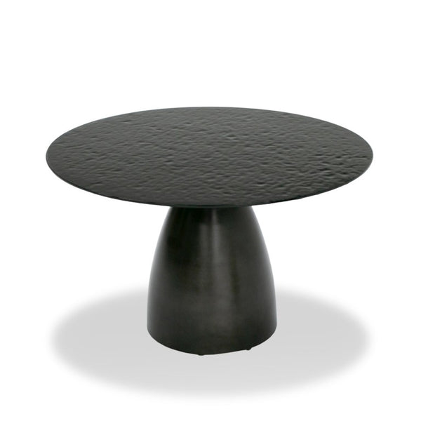 VIG Furniture Calexico Round Dining Table With Black Wave Tempered Glass Top And Brushed Black Aluminum Base — Seats 4 VGGMDT-1717