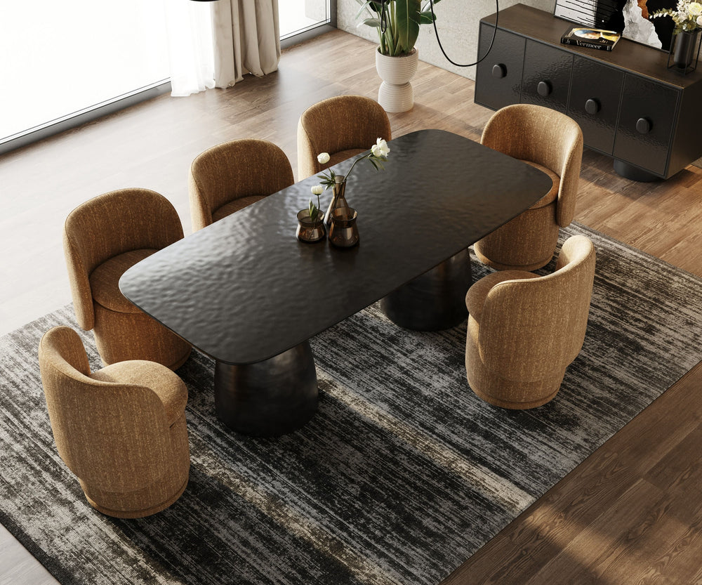 VIG Furniture Modrest Calexico - Contemporary Black Wave Glass Rectangular Dining Table VGGMDT-1717A
