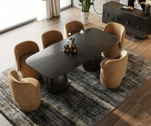 VIG Furniture Modrest Calexico - Contemporary Black Wave Glass Rectangular Dining Table VGGMDT-1717A