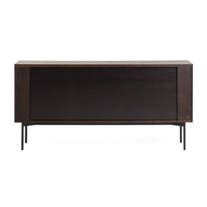 VIG Furniture Calhoun Smoked Ash Buffet With Slatted Veneer, Matte Black Legs, 4-Door Storage For Dining Room Decor VGDWJ9736-ASH-BUF