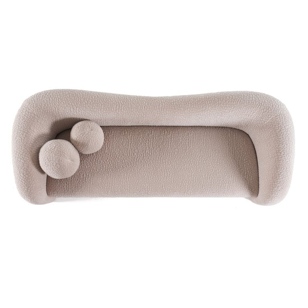 VIG Furniture Calico Sculptural 4-Seat Sofa In Beige Pebble Fabric — Rounded Arms, Plush Cushions, Metal Legs VGOD-ZW-22019-4S-BGE