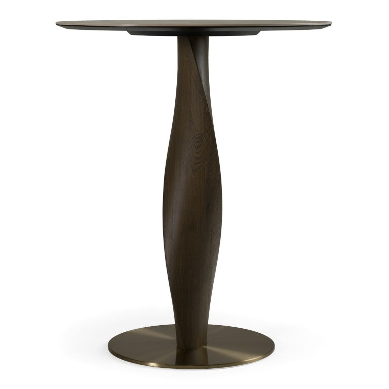 VIG Furniture Calvary Marbled Ceramic Bar Table With Twisted Grey Ash Pedestal, Brass Accents — Mid-Century Luxe Finish VGCS-BT-22100