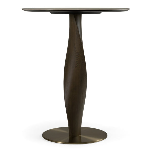 VIG Furniture Calvary Marbled Ceramic Bar Table With Twisted Grey Ash Pedestal, Brass Accents — Mid-Century Luxe Finish VGCS-BT-22100