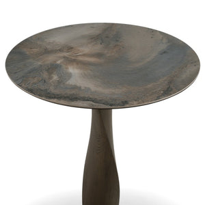 VIG Furniture Calvary Marbled Ceramic Bar Table With Twisted Grey Ash Pedestal, Brass Accents — Mid-Century Luxe Finish VGCS-BT-22100