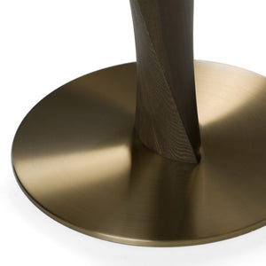 VIG Furniture Calvary Marbled Ceramic Bar Table With Twisted Grey Ash Pedestal, Brass Accents — Mid-Century Luxe Finish VGCS-BT-22100