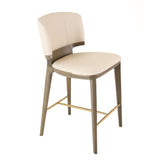 VIG Furniture Modrest Calvary - Mid-Century Modern Beige Vegan Leather + Grey Ash Counter Chair VGCS-BS-23022-BGE