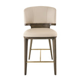 VIG Furniture Modrest Calvary - Mid-Century Modern Beige Vegan Leather + Grey Ash Counter Chair VGCS-BS-23022-BGE