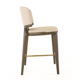 VIG Furniture Modrest Calvary - Mid-Century Modern Beige Vegan Leather + Grey Ash Counter Chair VGCS-BS-23022-BGE