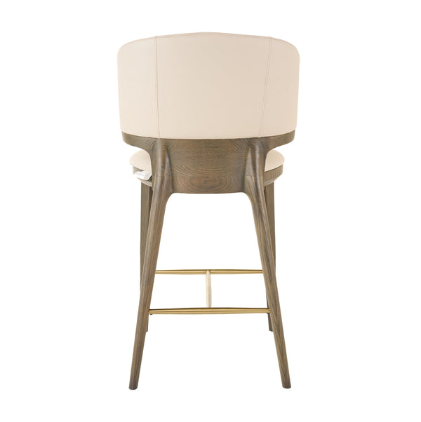 VIG Furniture Modrest Calvary - Mid-Century Modern Beige Vegan Leather + Grey Ash Counter Chair VGCS-BS-23022-BGE