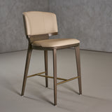 VIG Furniture Modrest Calvary - Mid-Century Modern Beige Vegan Leather + Grey Ash Counter Chair VGCS-BS-23022-BGE