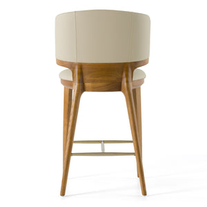 Vig Furniture Modrest Calvary - Chic Mid-century Vegan Leather Counter Chair With Walnut Legs & Gold Footrest Beige  Vgcs-bs-23022-wal