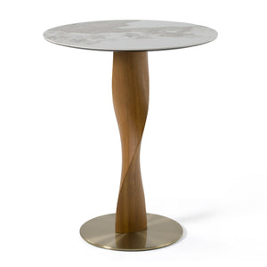 Vig Furniture Modrest Calvary - Elegant Mid-century Modern Bar Table With Marble Top & Walnut Base For Stylish Gatherings Walnut  Vgcs-bt-22100-wal